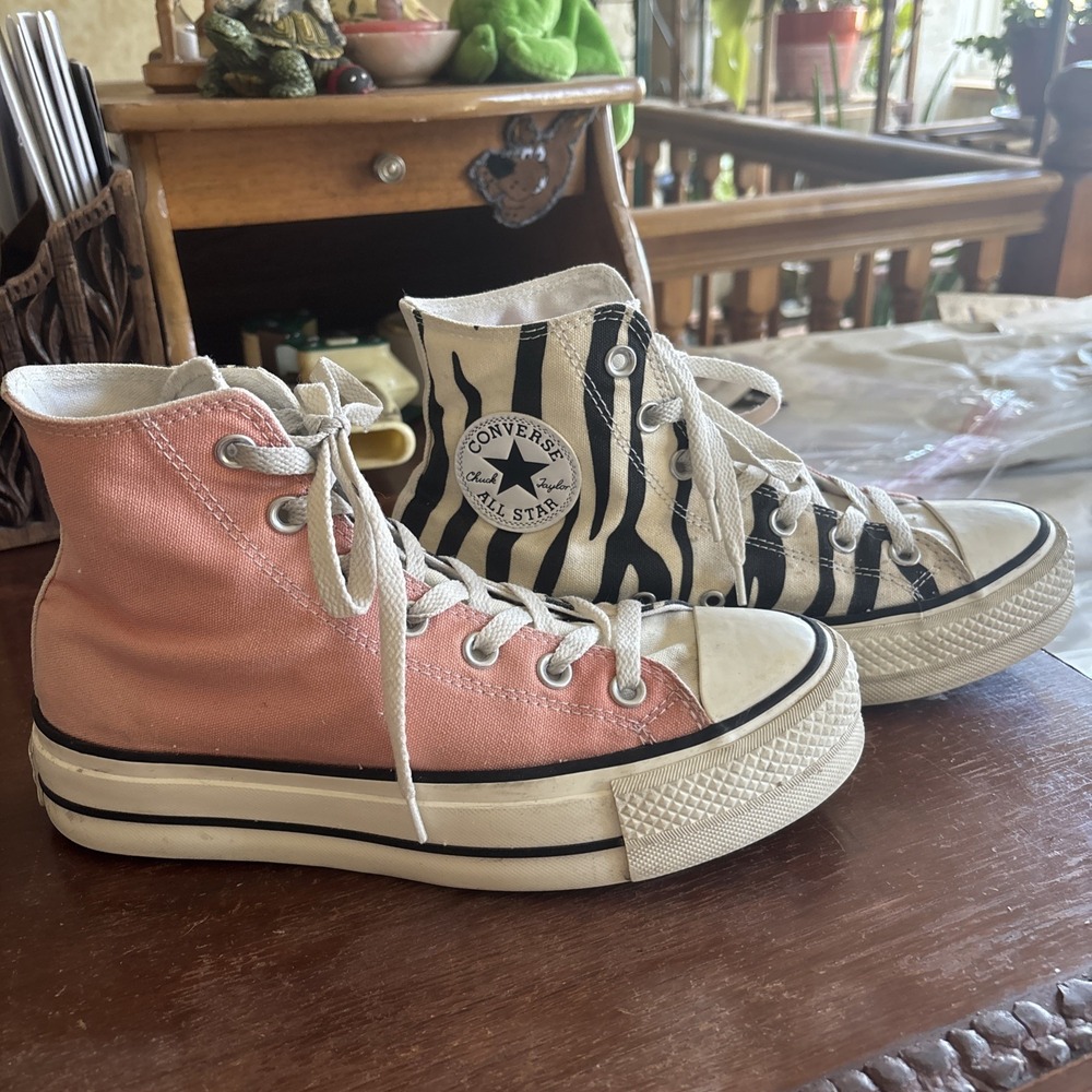 Converse Chuck Taylor All Star Platform High Top Zebra Pink Women 7.5 Men 5.5